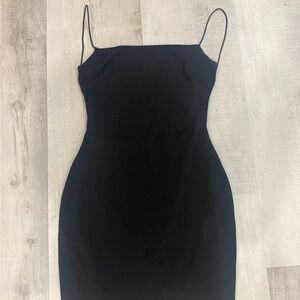 Windsor Sleek Black Mini Slip Dress with Spaghetti Straps
